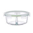 Round Glass Meal Prep Container 2 CompartmentsJM-329