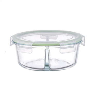 Round Glass Meal Prep Container 2 Compartments