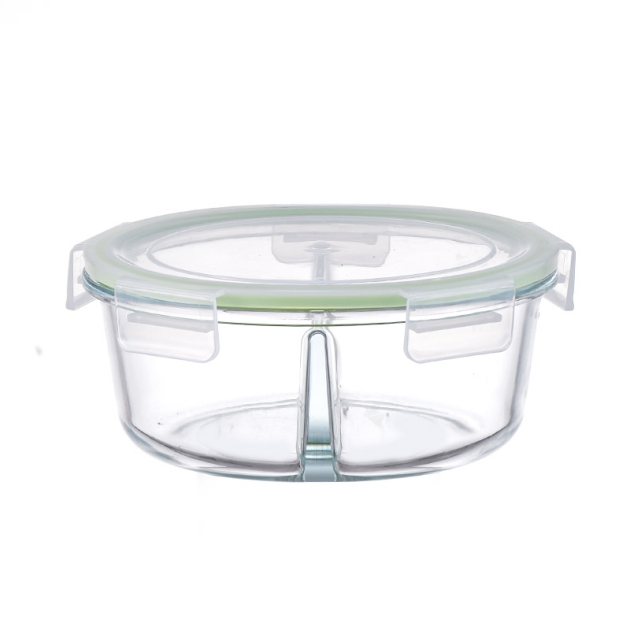 Round Glass Meal Prep Container 2 CompartmentsJM-329